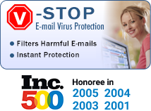 V-stop E-mail Virus Protection - Filters Harmful E-mails - Instant Protection - Automatically Updates